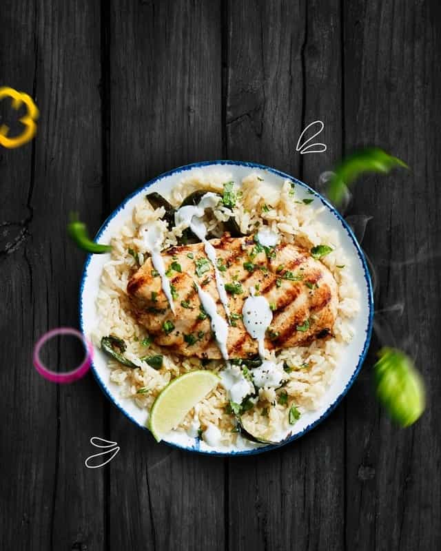 Grill chicken with cilantra rice from best indian cloud kitchen in Riyadh